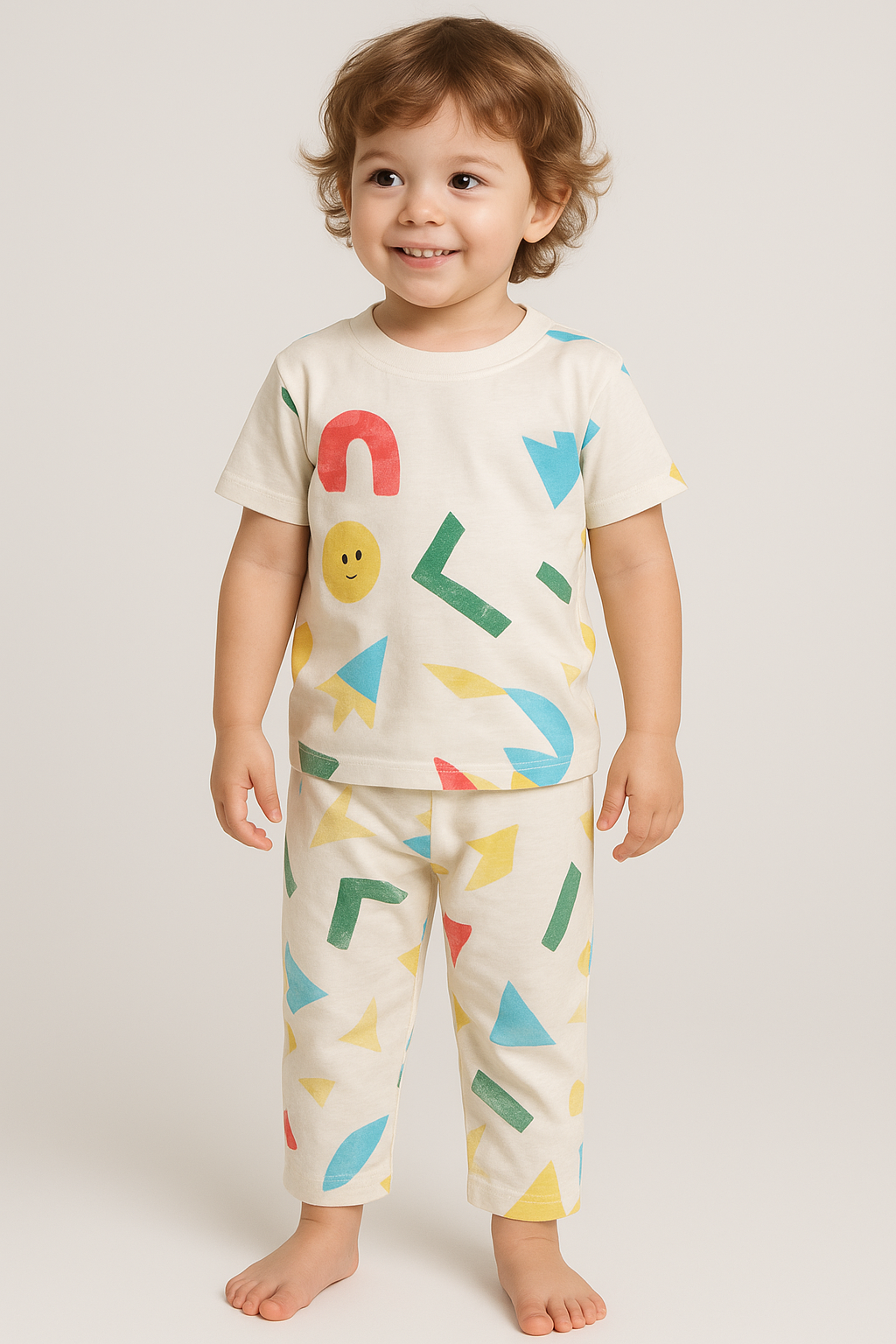 Premium Shorts sleeves Tshirt with Pant (Smiley)(4-7 Yrs)