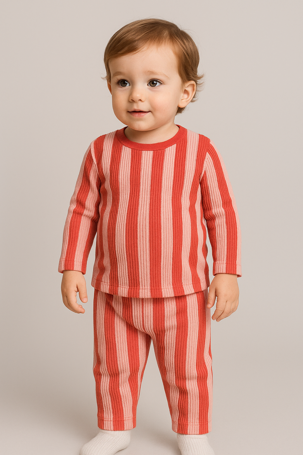 Kids’ Loungewear Ribbed sets (Radiant RED)  (2-5 Yrs)