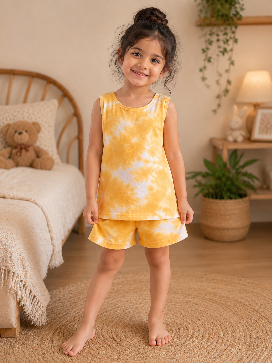 Sleeveless Shorts Sets(Yellow Dye & Dye)
