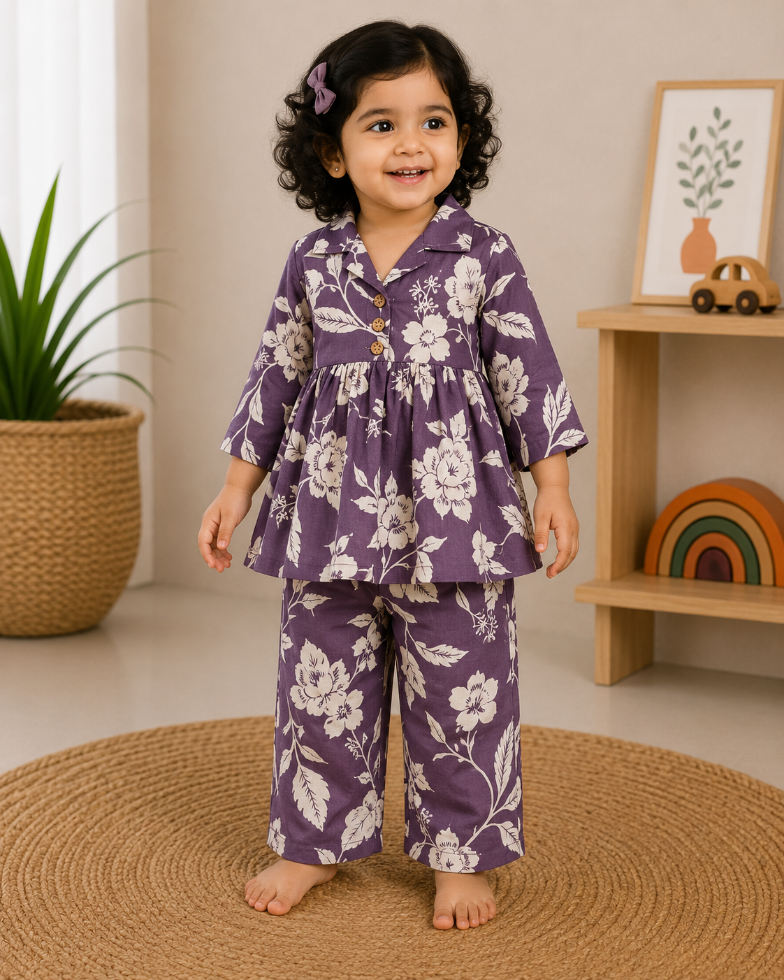 Girls Casual Cotton Printed Peplum Top & Pant Co-ord Set (0-11 Yrs) (C016)