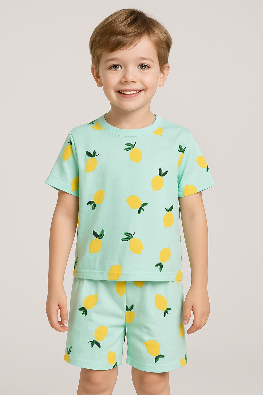(DS005)- Drop-Shoulder Shorts sets (Lemon)