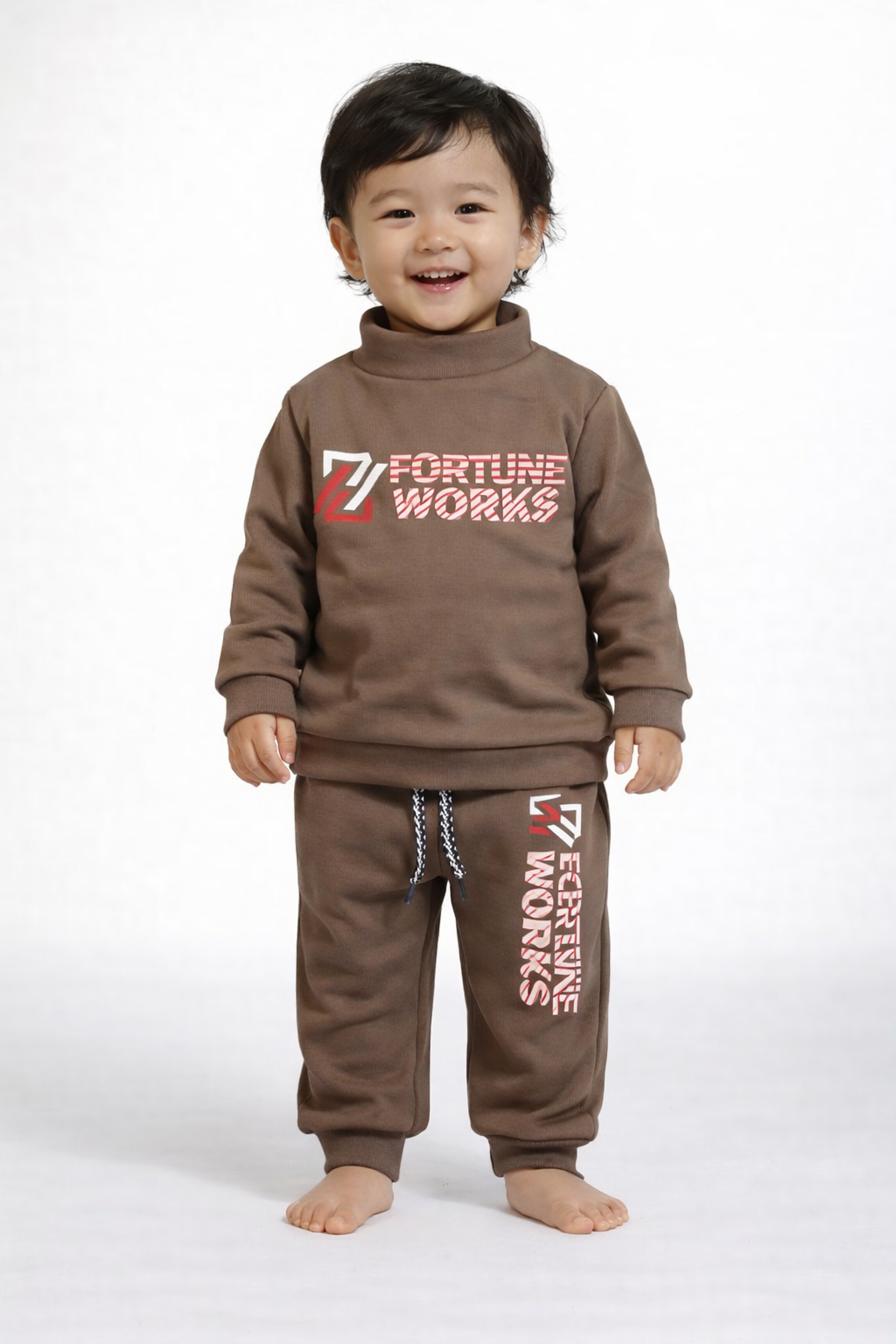 Premium Winter High Neck Pant Set For Kids(Fortune Work)