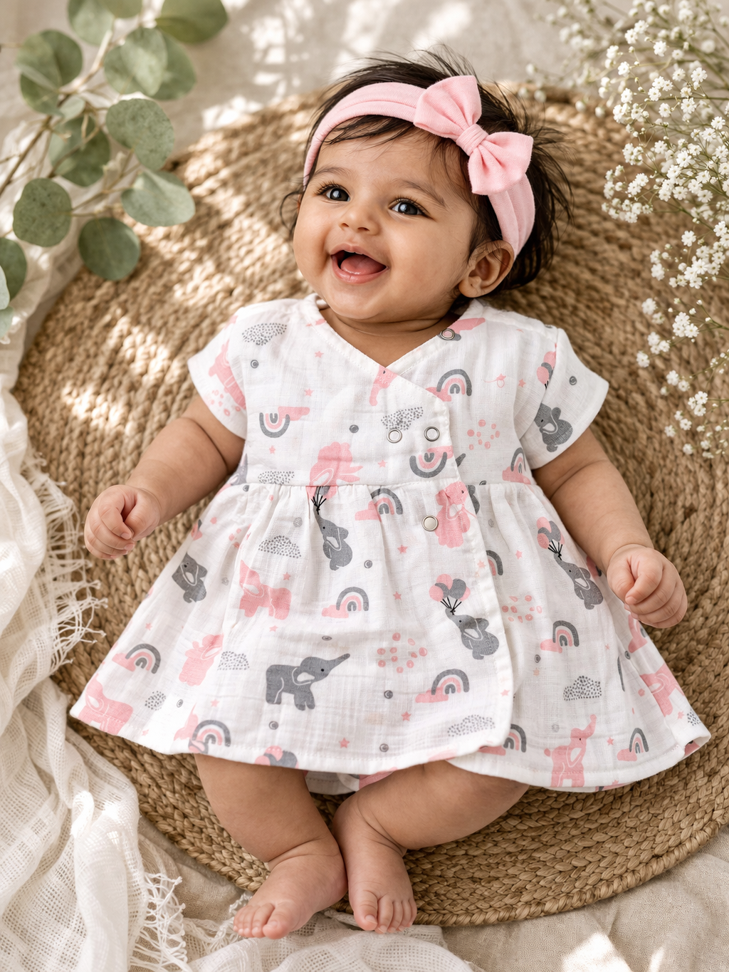 Infant Muslin Frocks (White Rainbows)
