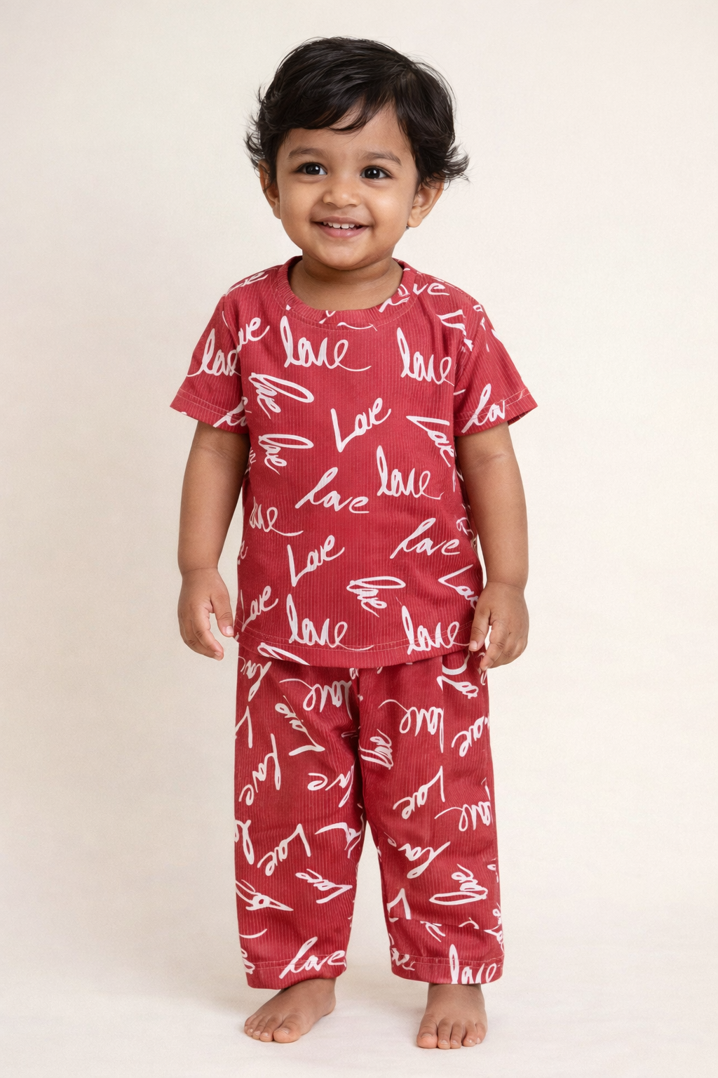 Half sleeves Tshirt with Pant (Maroon Love)