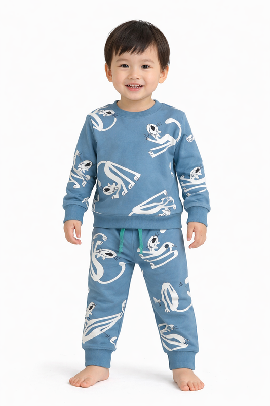 Premium Winter Full sleeves Tshirt with Pant (Blue long Catty)