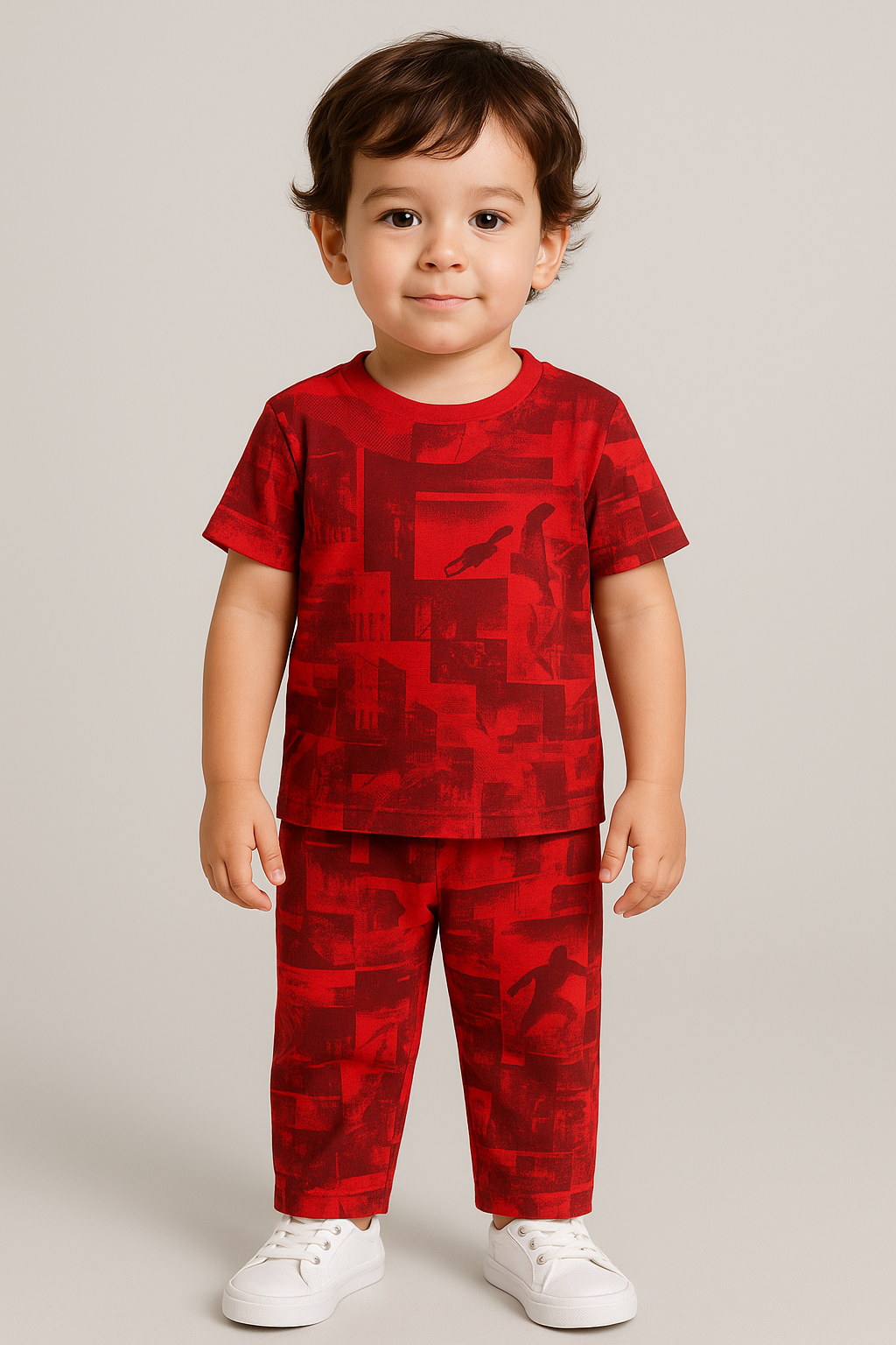 Premium Shorts sleeves Tshirt with Pant (Bold Red)(3-7 Yrs)