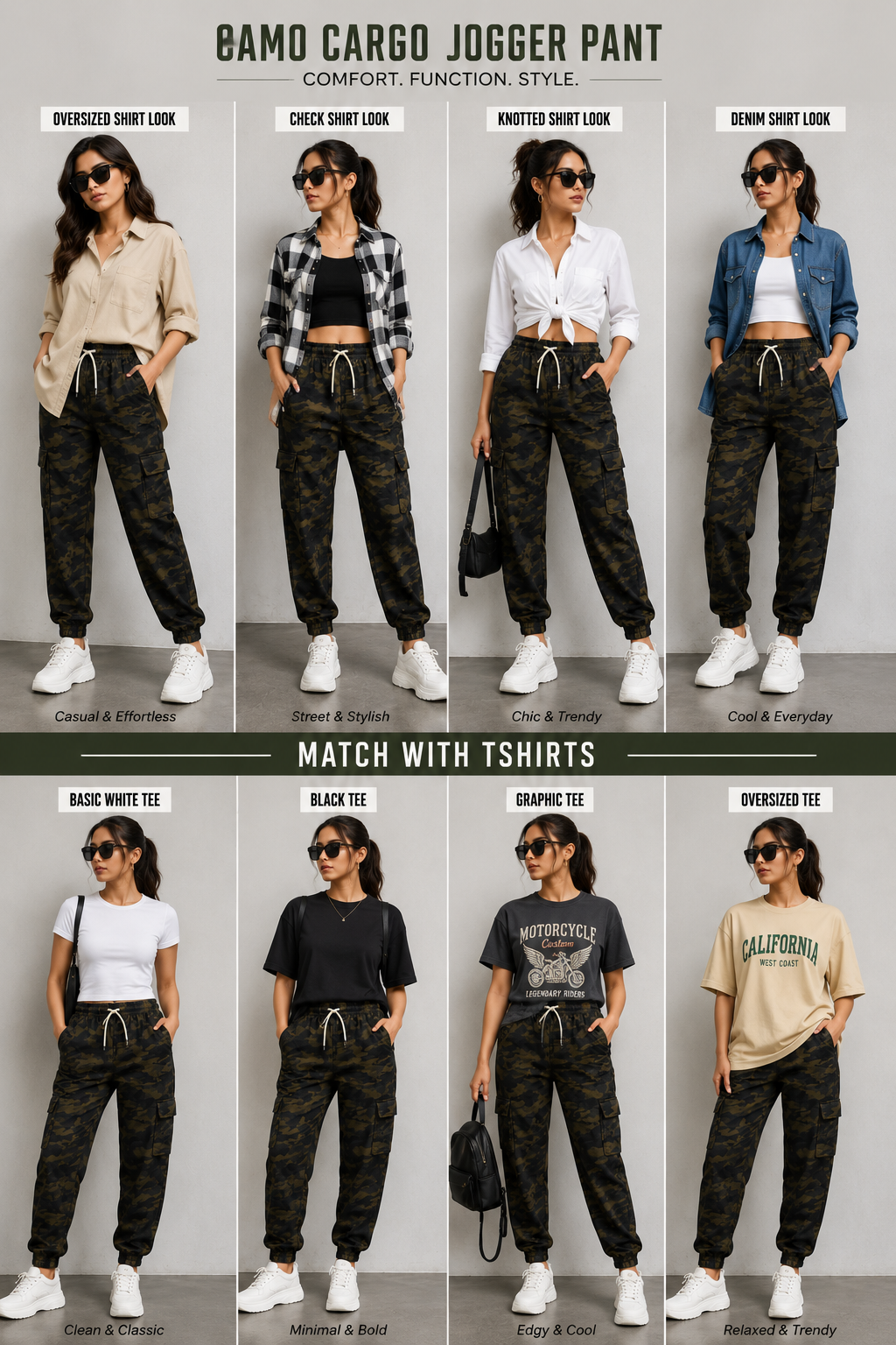 Stretchable Fourway Lycra Cargo Pant- Military( Black / Grey)