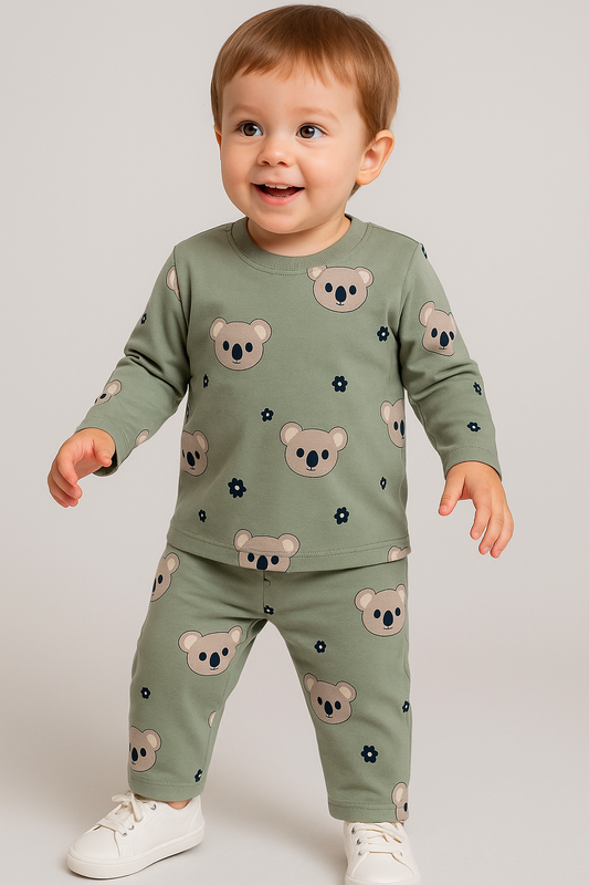 Kids’ Loungewear Winter set (Green Bear)(2-5 Yrs)
