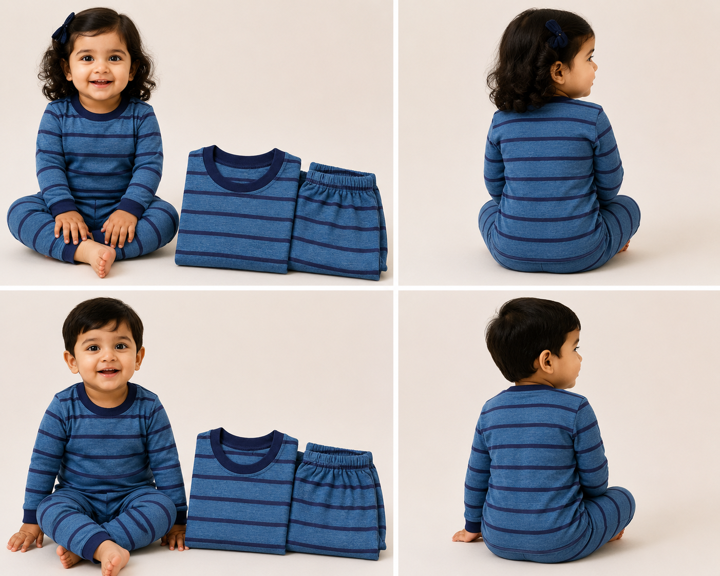 Soft Cotton Full sleeves Tshirt with Pant ( Navy Blue Black Stripes)