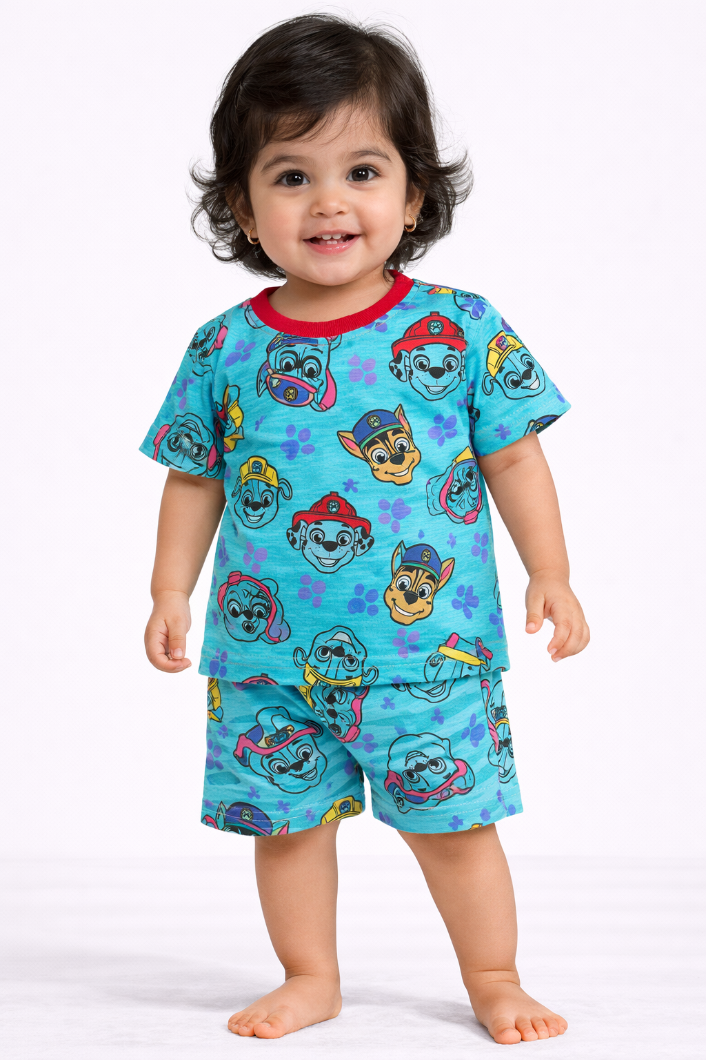 Cotton Shorts Sleeves Tshirt with Shorts Sets (Blue Patrol)