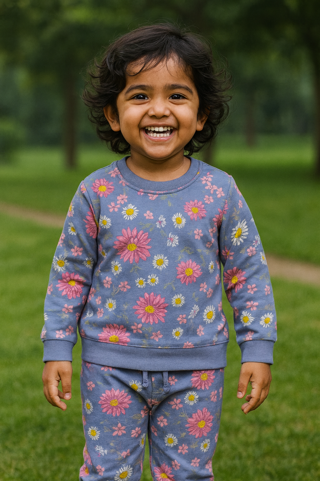 Premium Winter Full sleeves Tshirt with Pant (Cute Floral)