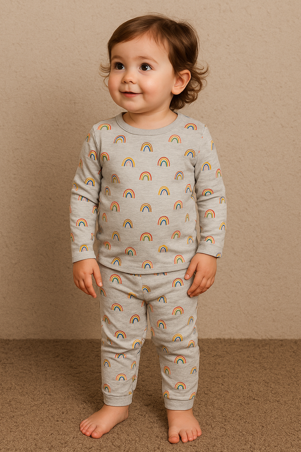 Premium Full sleeves Tshirt with Pant (Grey Rainbow) (Yr)