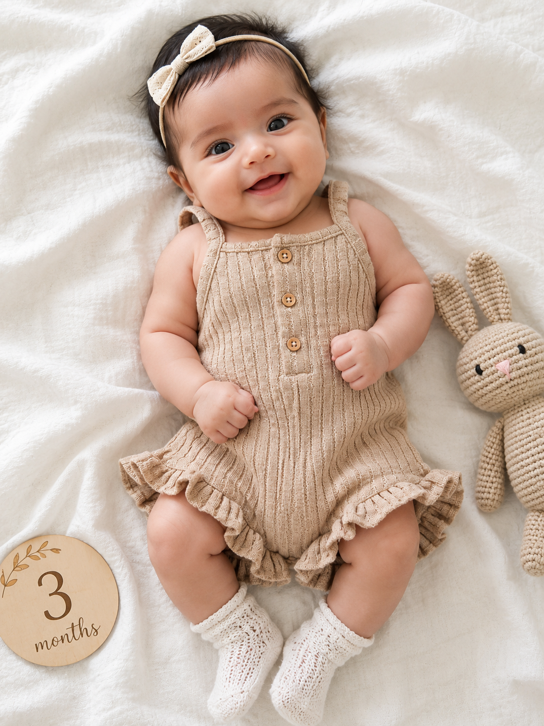Infant Rompers for Photoshoot (Light Sand)