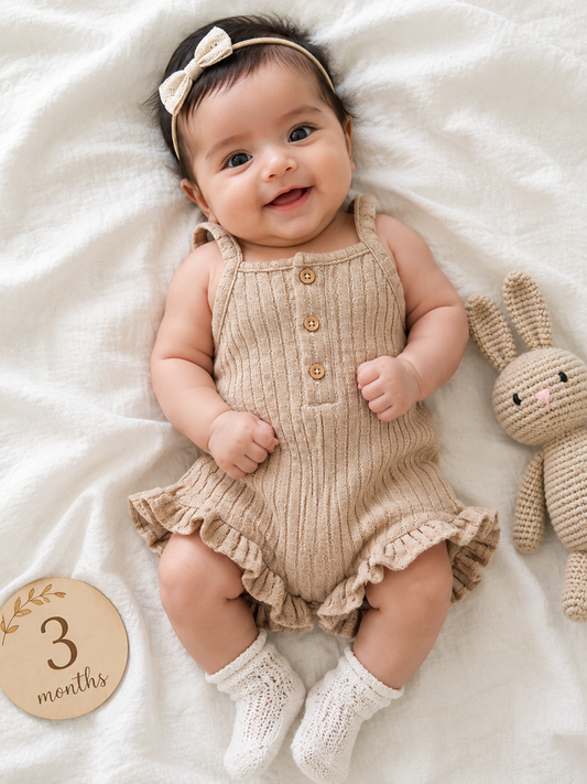 Infant Rompers for Photoshoot (Light Sand)