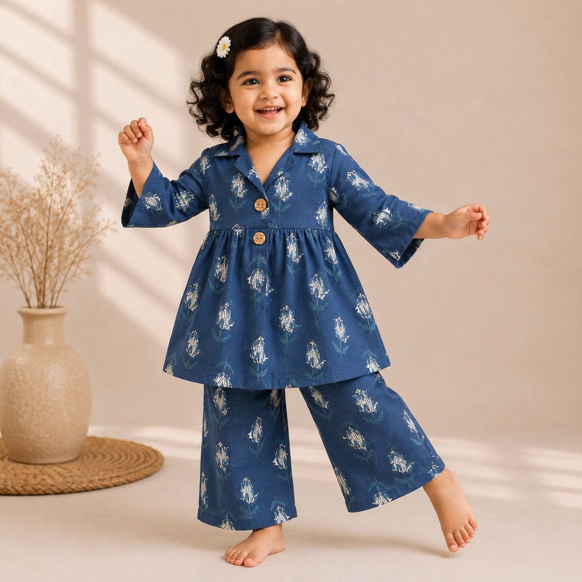 Girls Casual Cotton Printed Peplum Top & Pant Co-ord Set (0-11 Yrs) (C038)