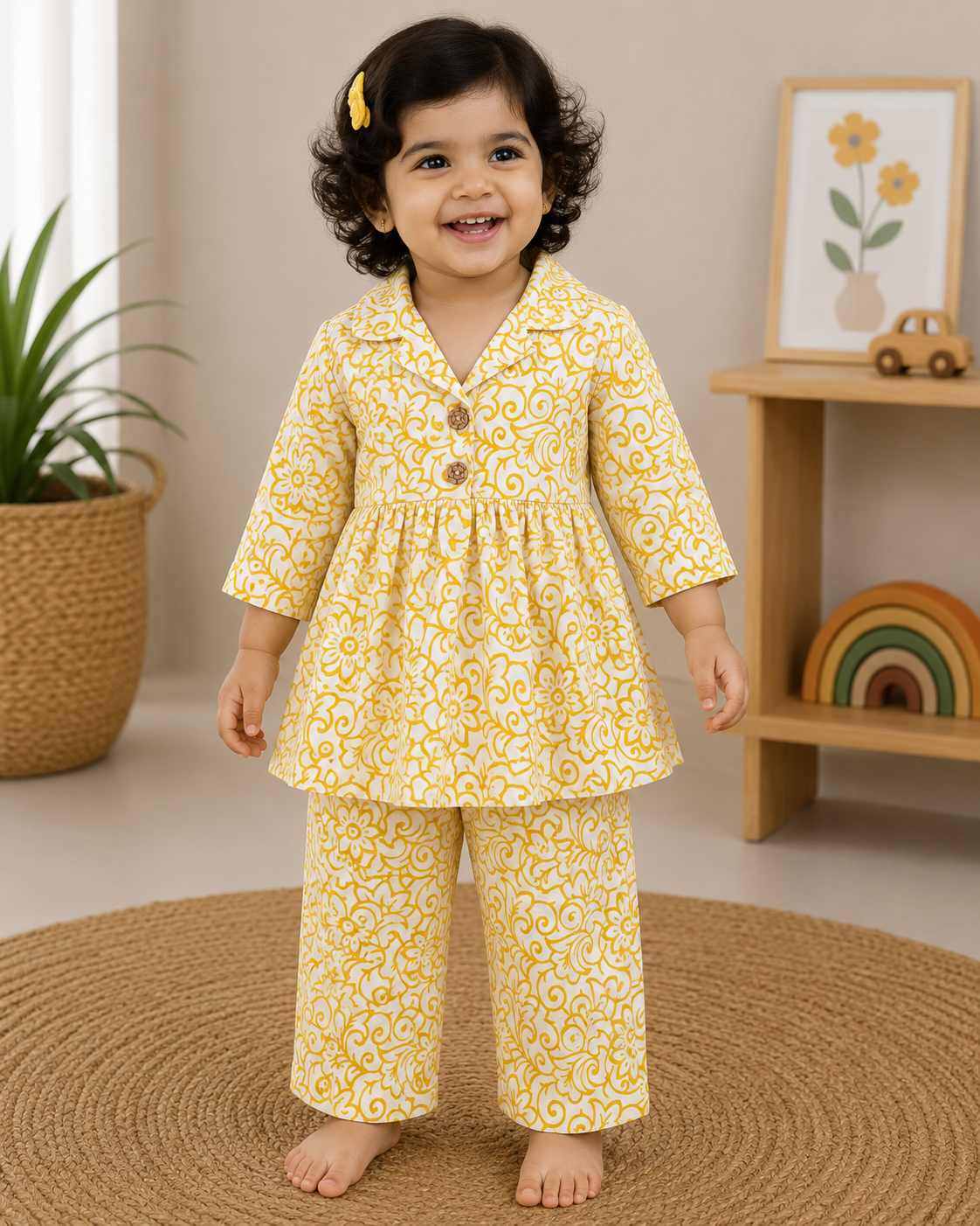 Girls Casual Cotton Printed Peplum Top & Pant Co-ord Set (0-11 Yrs) (C021)