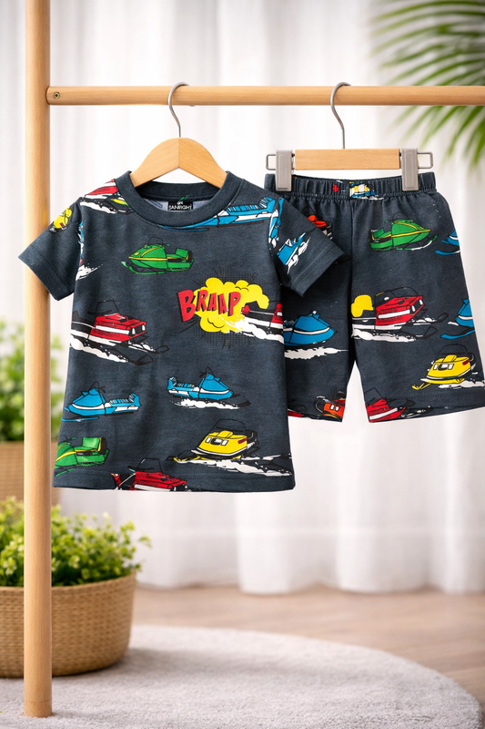 Shorts Sleeves Tshirt with Shorts Sets (Mint Braap)