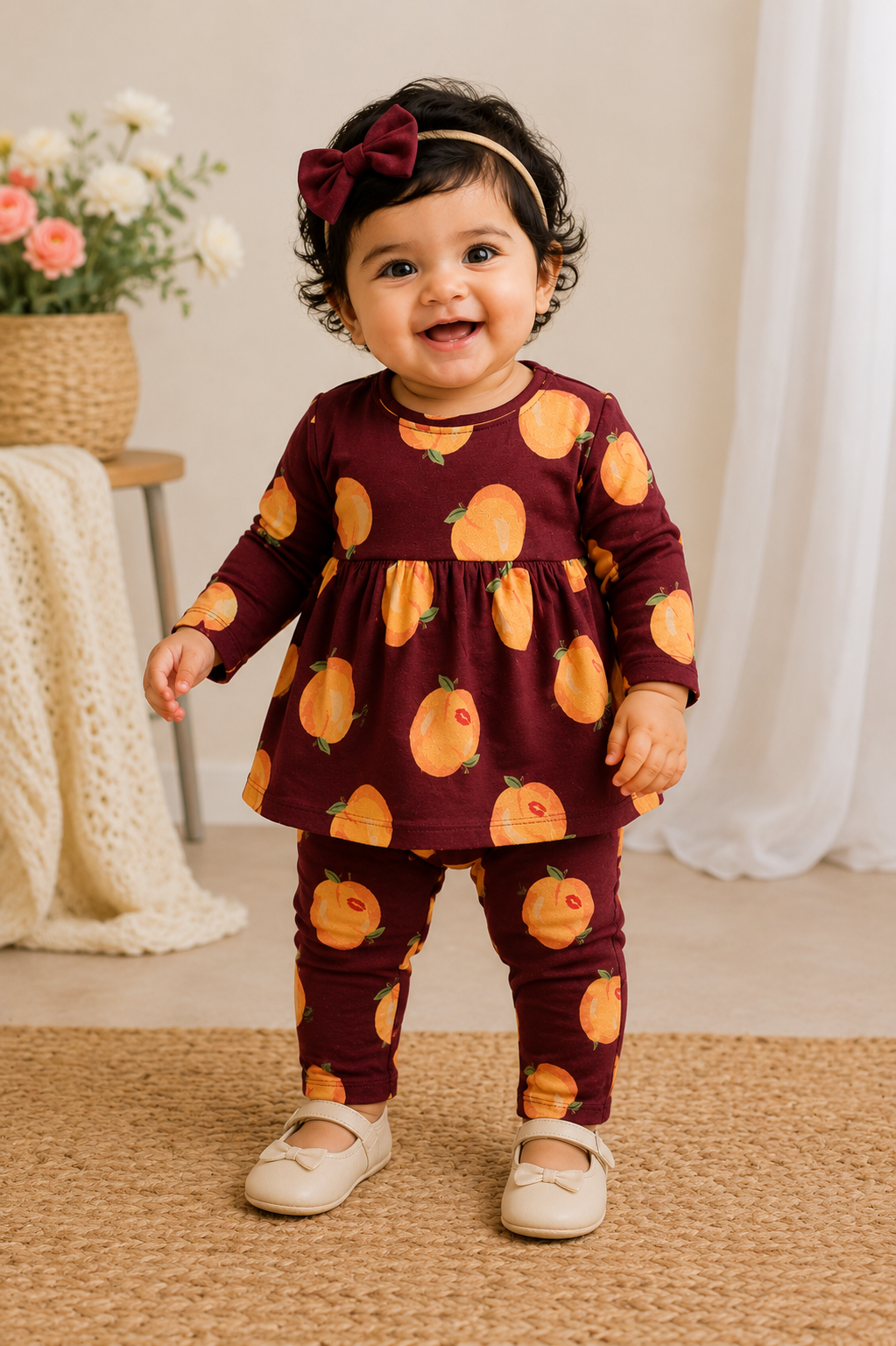 Full Sleeves Frocks Sets ( Maroon Apples)