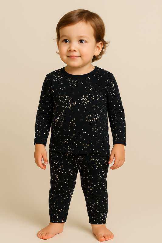 Premium Full sleeves Tshirt with Pant (Black Glow Leaf)