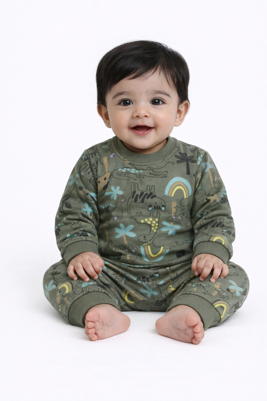 Premium Full sleeves Cotton Tshirt with Pant (Jungle & Rainbows)