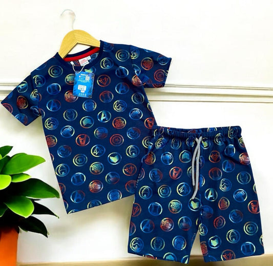 Shorts Sleeves Tshirt with Shorts Sets (Blue Avengers) - sanright