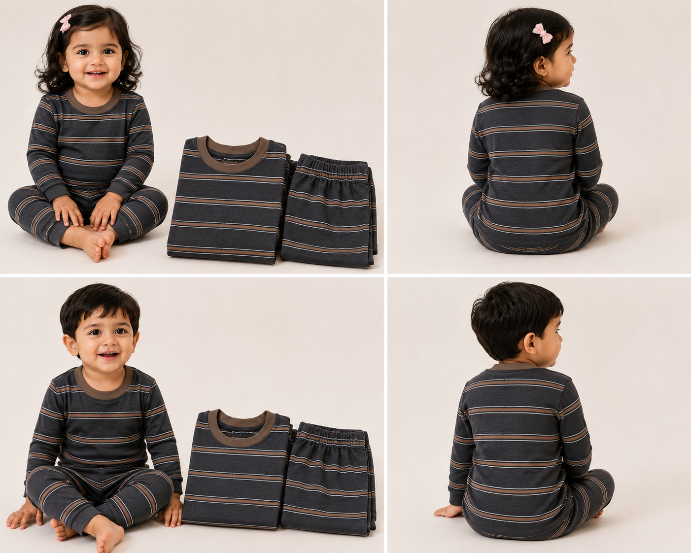 Soft Cotton Full sleeves Tshirt with Pant (Dark Gray Stripes)