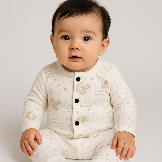 Front Open Full sleeves Ribbed Tshirt with Pant (Twinkle Twinkle Little Star)