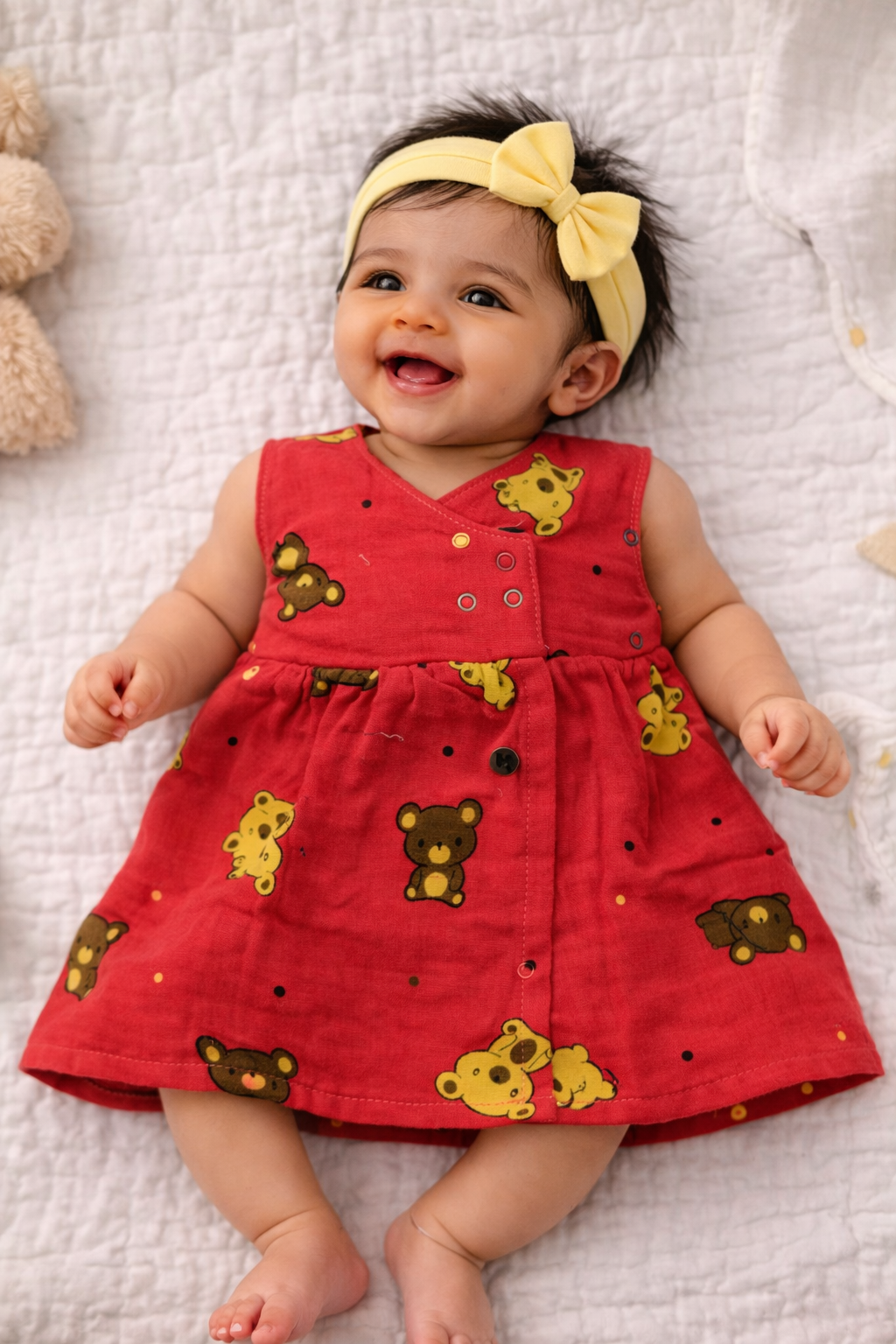Infant Muslin Frocks (Pink Teddy )