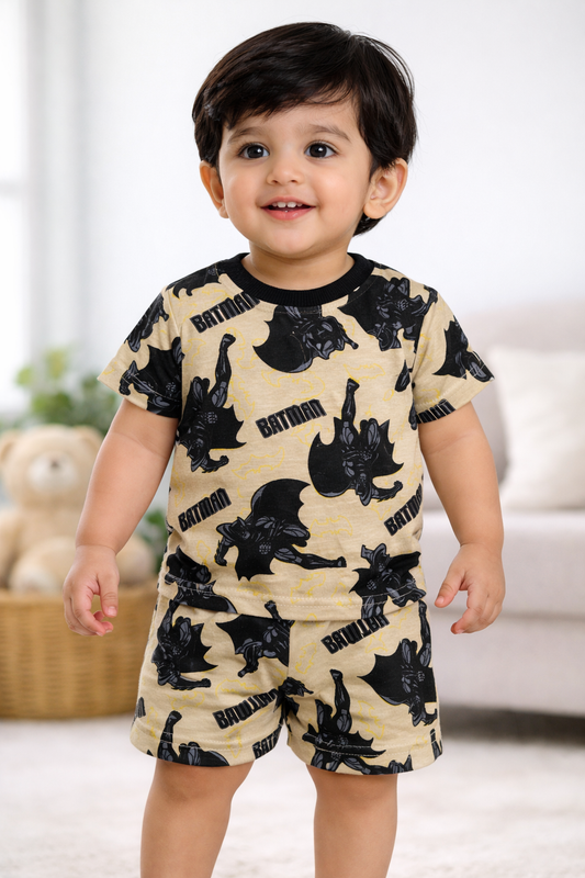 Cotton Shorts Sleeves Tshirt with Shorts Sets (BatMan)