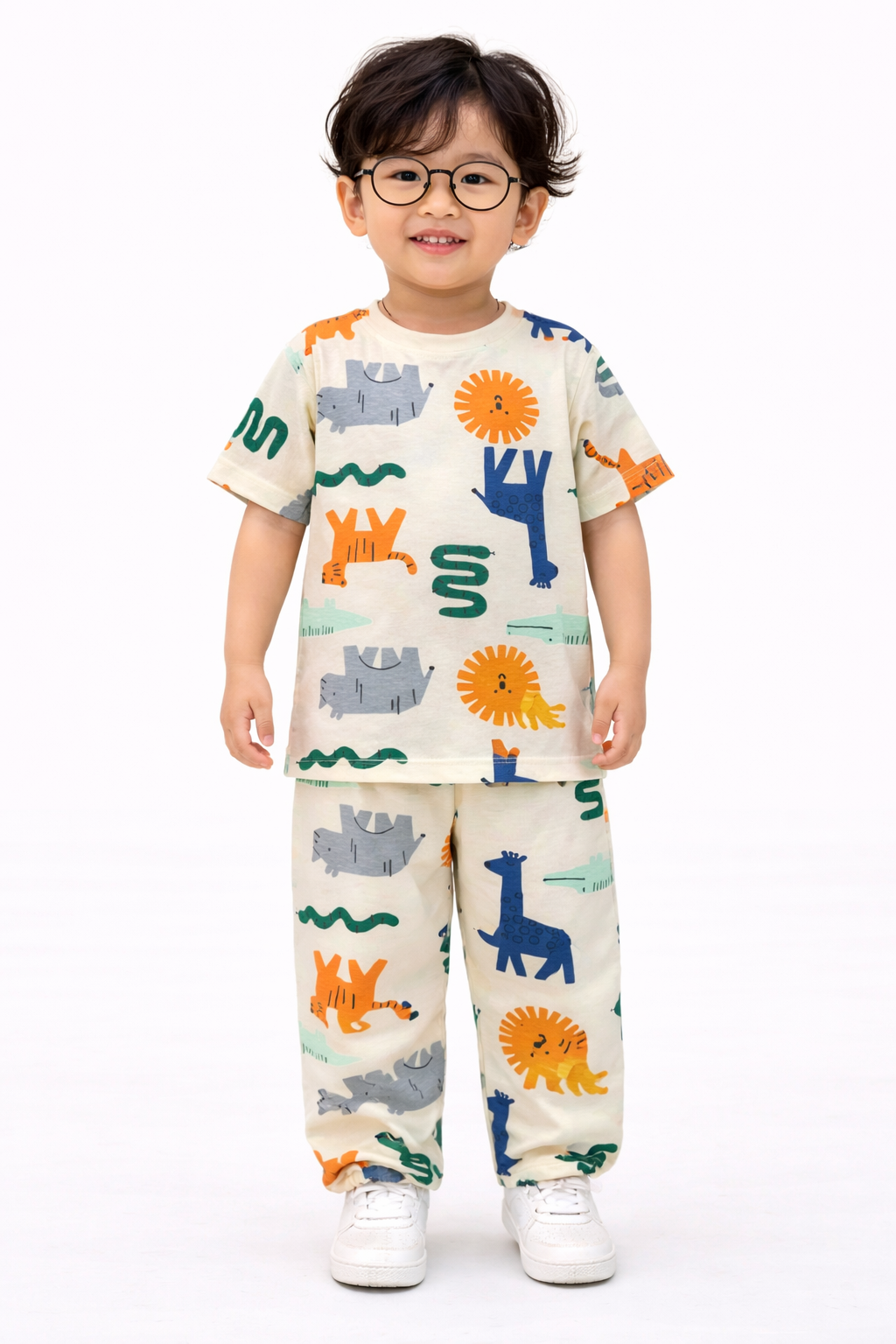 Premium Cotton Half sleeves Tshirt with Pant (Long Neck Giraffe)