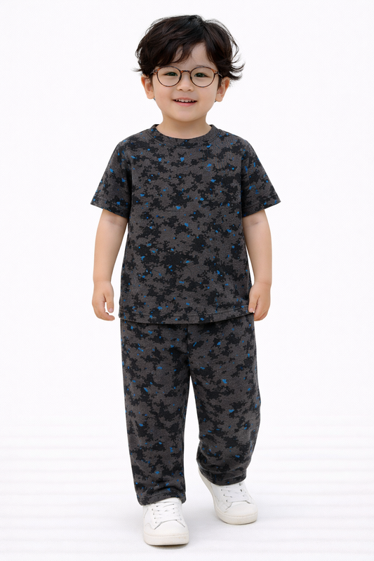 Premium Cotton Half sleeves Tshirt with Pant (Dark Map)