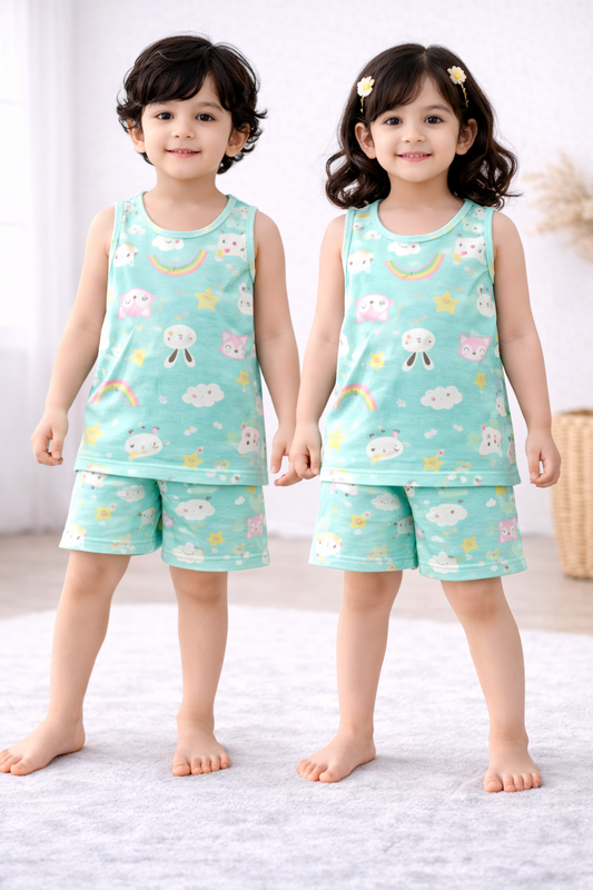 Sleeveless Shorts Sets(Bunny & the Rainbow)