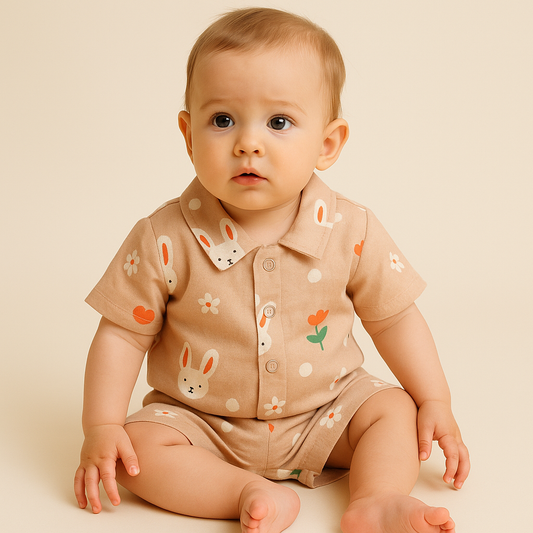 Muslin Front open Tshirt with Shorts Sets (The Bunny)