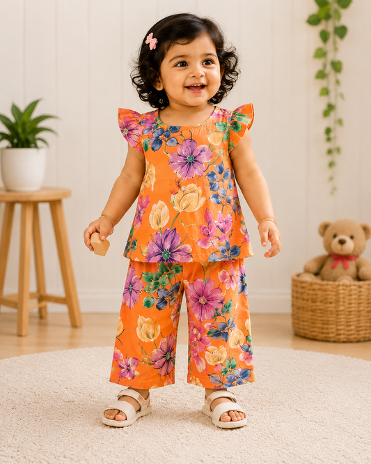 Girls Casual Cotton Printed Top & Pant Co-ord Set (0-11 Yrs) (C008) - Airport Sets