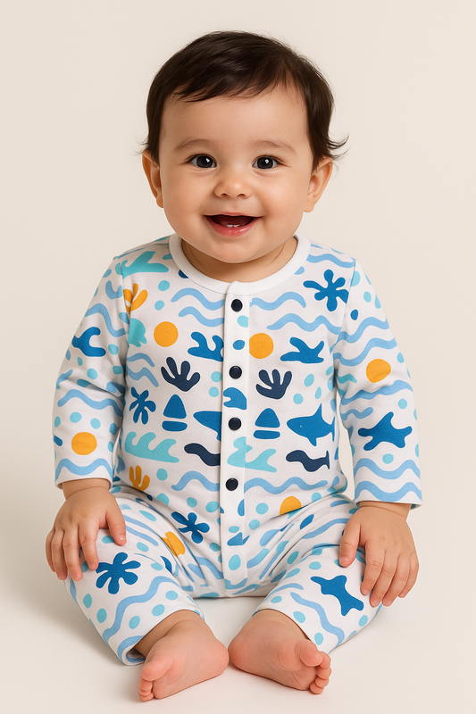 Front Open Full sleeves Cotton Tshirt with Pant (Wavy Sun☀️)