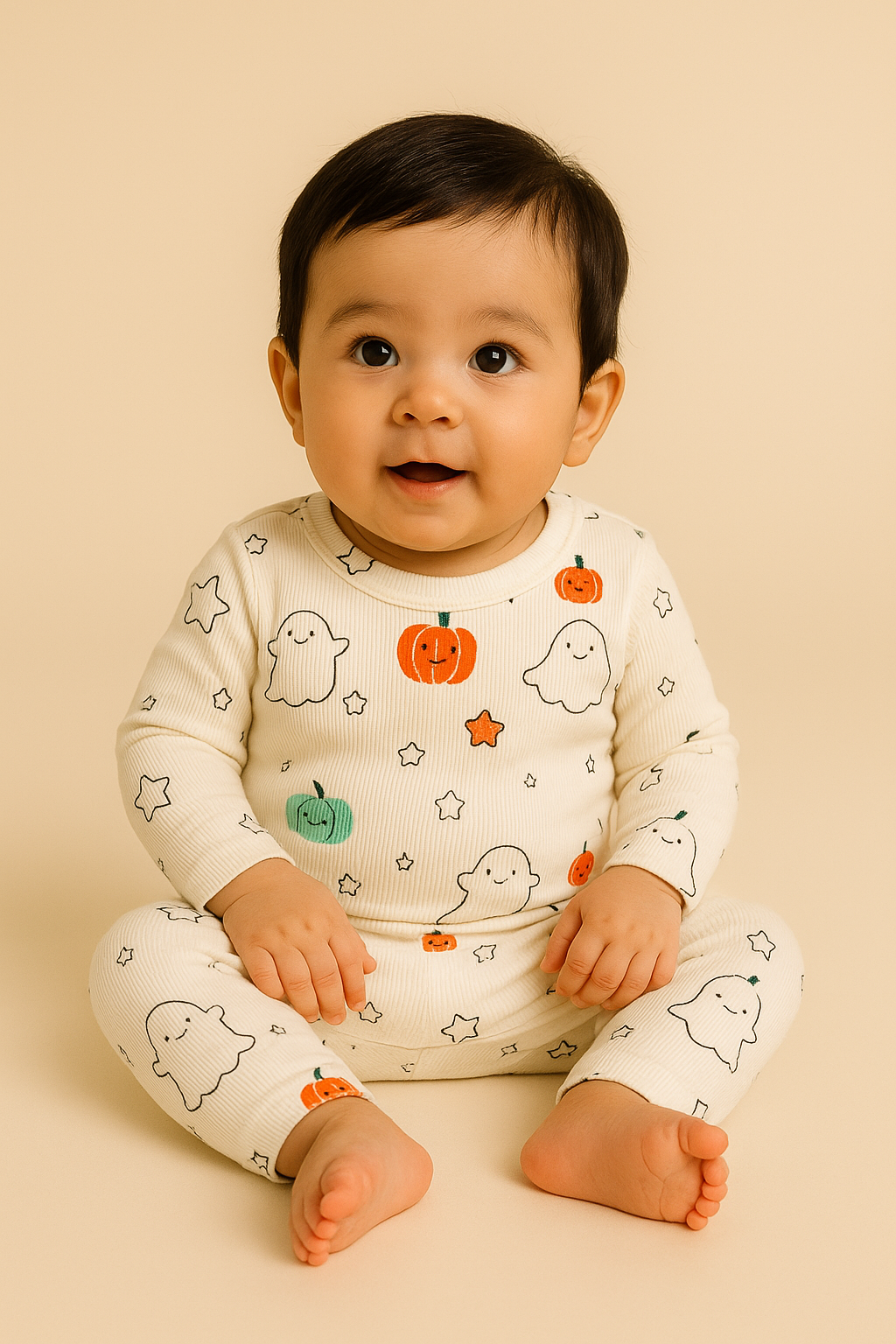 Premium Full sleeves Ribbed Tshirt with Pant (Cute Halloween)