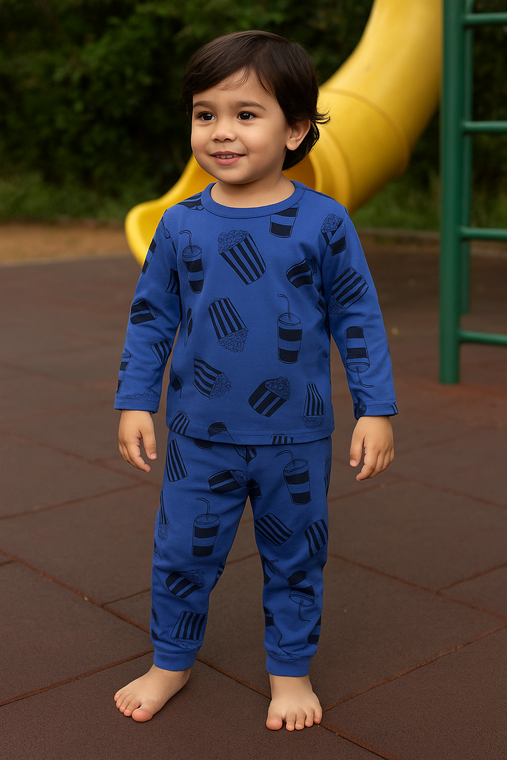 Premium Full sleeves Tshirt with Pant (Navy Popcorn) (Yr)