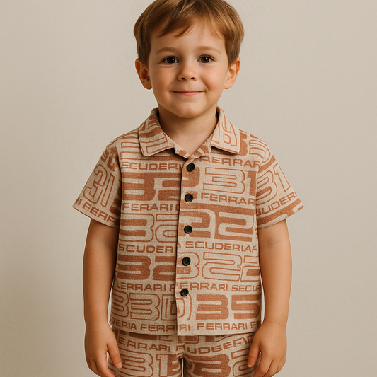 Shorts Sleeves Collared Tshirt with Shorts Sets (FERRARI)