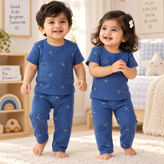 Half sleeves Tshirt with Pant (Blue Star)