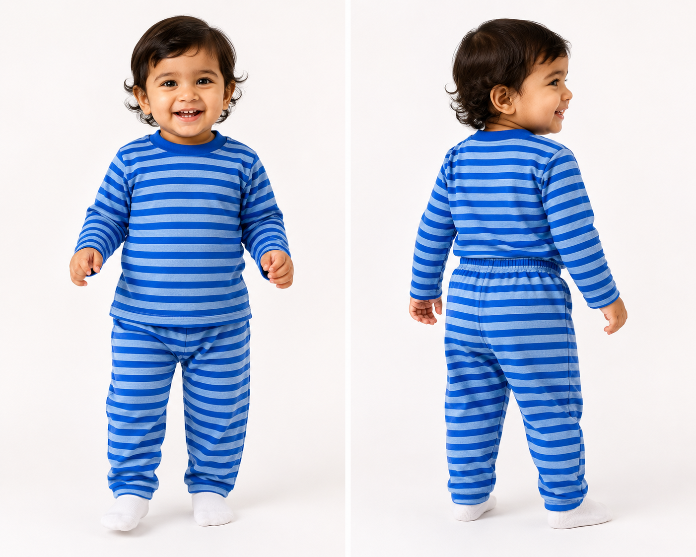 Soft Cotton Full sleeves Tshirt with Pant (Sky Blue Stripes)
