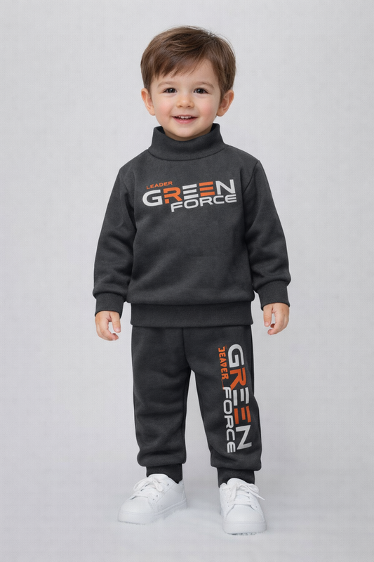 Premium Winter High Neck Pant Set for Kids (Green Force) (3-4 Yrs)