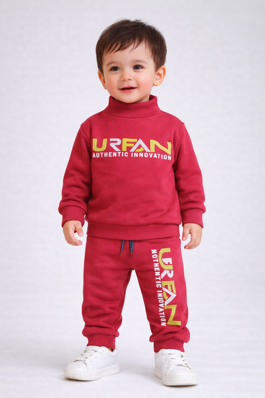 Premium Winter High Neck Pant Set For Kids(Red -UREAN)