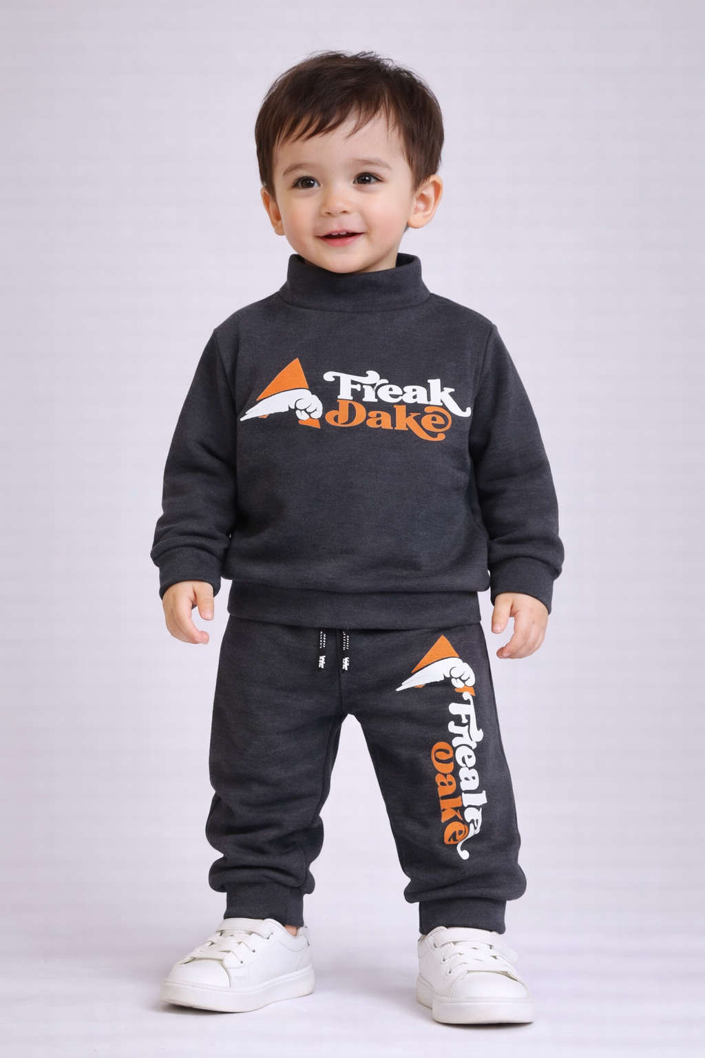 Premium Winter High Neck Pant Set For Kids( Navy Blue- Freak Dake)