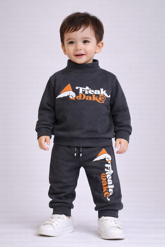 Premium Winter High Neck Pant Set For Kids( Navy Blue- Freak Dake)