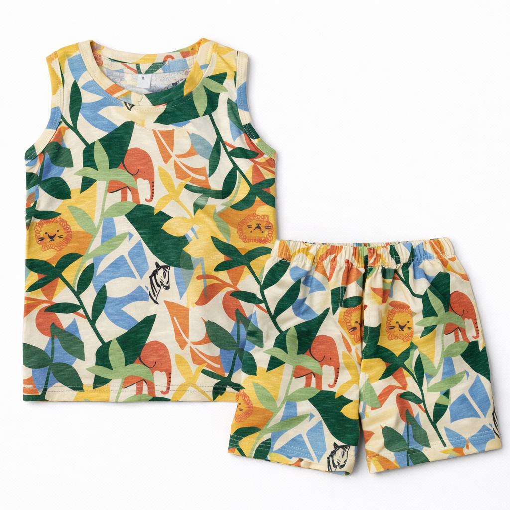 Cotton Sleeveless Shorts Sets (Leaf  Love)