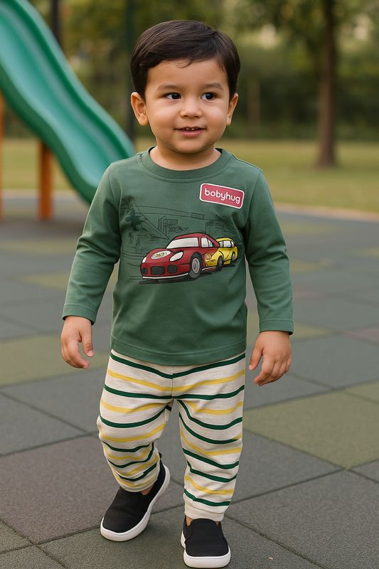 Premium Full sleeves Tshirt with Pant (Green Car)