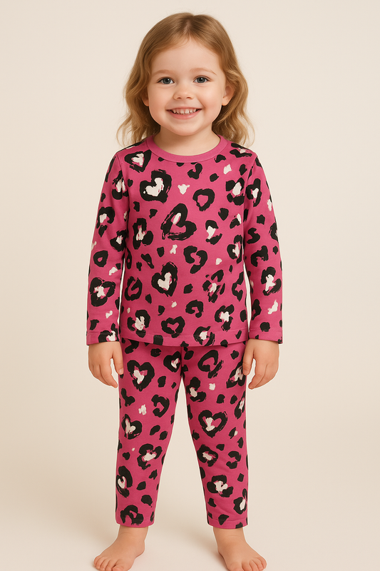 Premium Full sleeves Tshirt with Pant (Pink Heartin Magic)