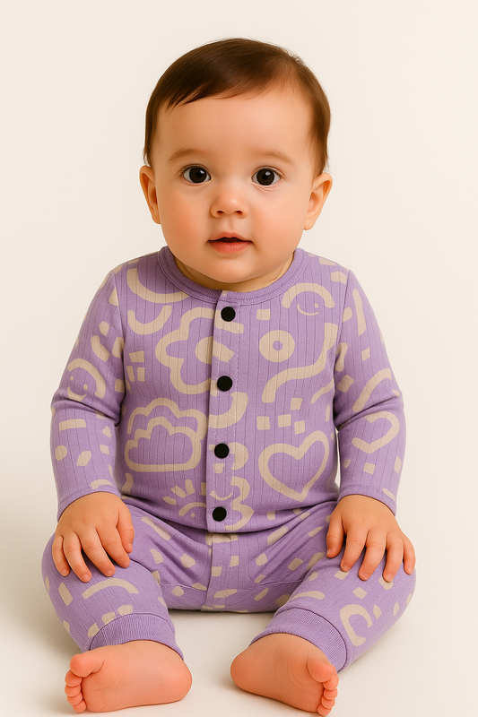 Front Open Full sleeves Ribbed Tshirt with Pant (Wonder Violet)