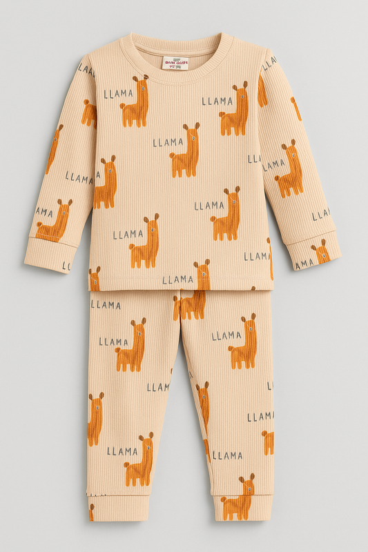 Premium Full sleeves Ribbed Tshirt with Pant (LLAMA) (0-36 Months)