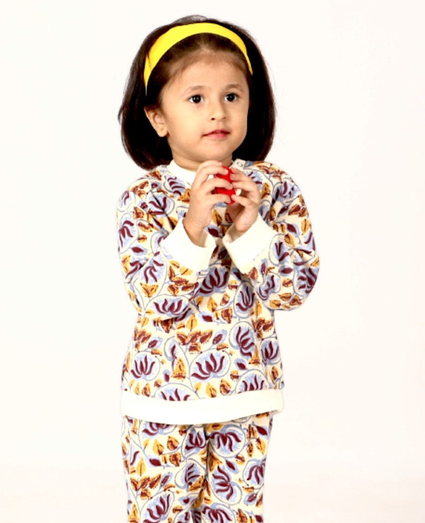 Cozy Comfort: Kids’ Loungewear Winter set (Leaf Printed)